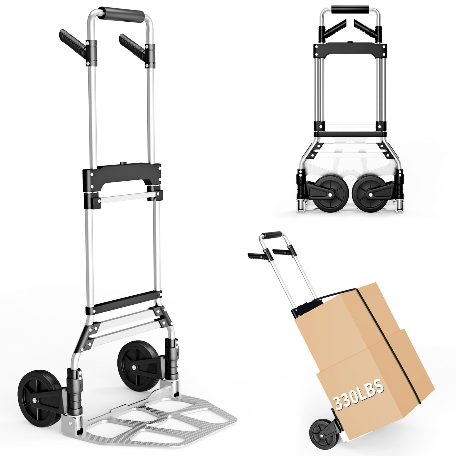 New Best DIAMONDFORGE Folding Hand Truck Dolly Cart, 330 LBS Capacity Heavy Duty