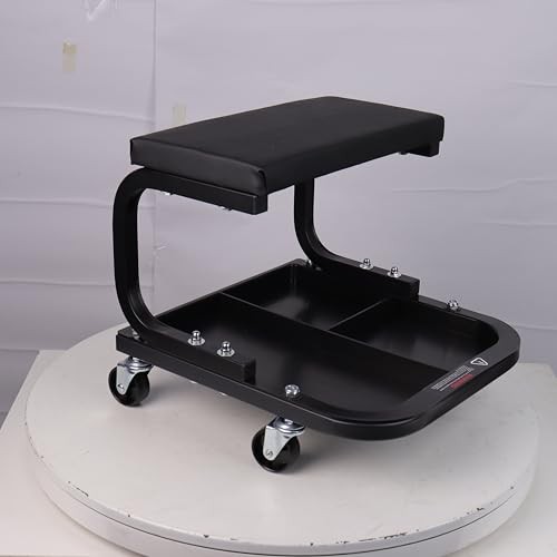 Rolling Creeper Garage/Shop Seat, Padded Rolling Workshop Stool with Tool Black