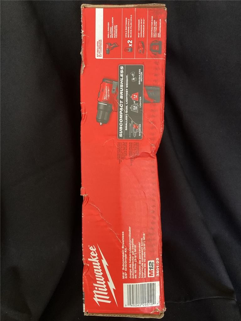 + Milwaukee M12 Subcompact Brushless 3/8" Drill/Driver Kit 3401-22