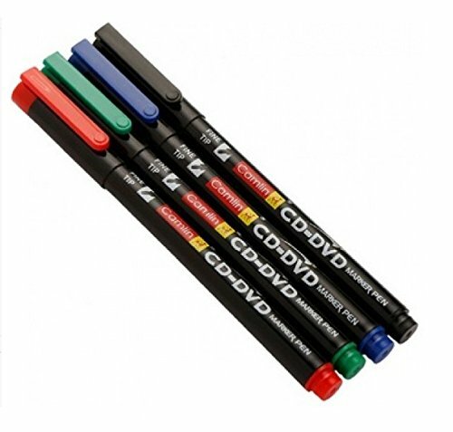 Camlin CD - DVD Marker Pen - Pack of 4 (Black Blue Red Green) Fine tip FREE SHIP