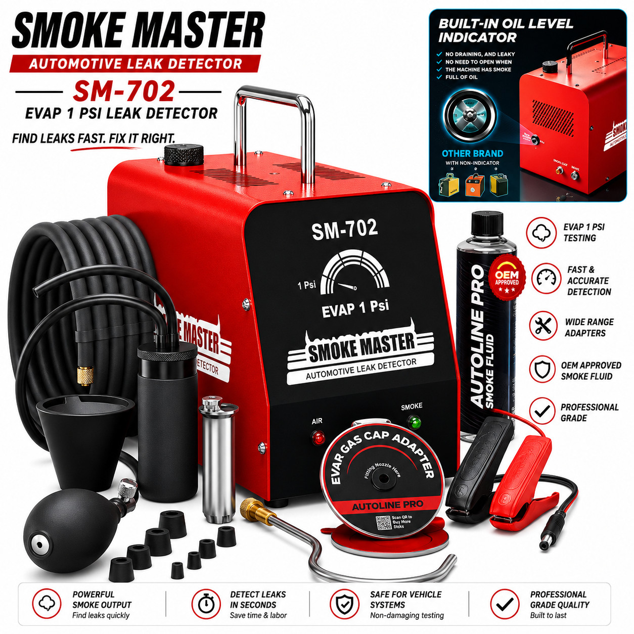 Automotive EVAP Smoke Machine Diagnostic Vacuum Leak Detection Tester 702