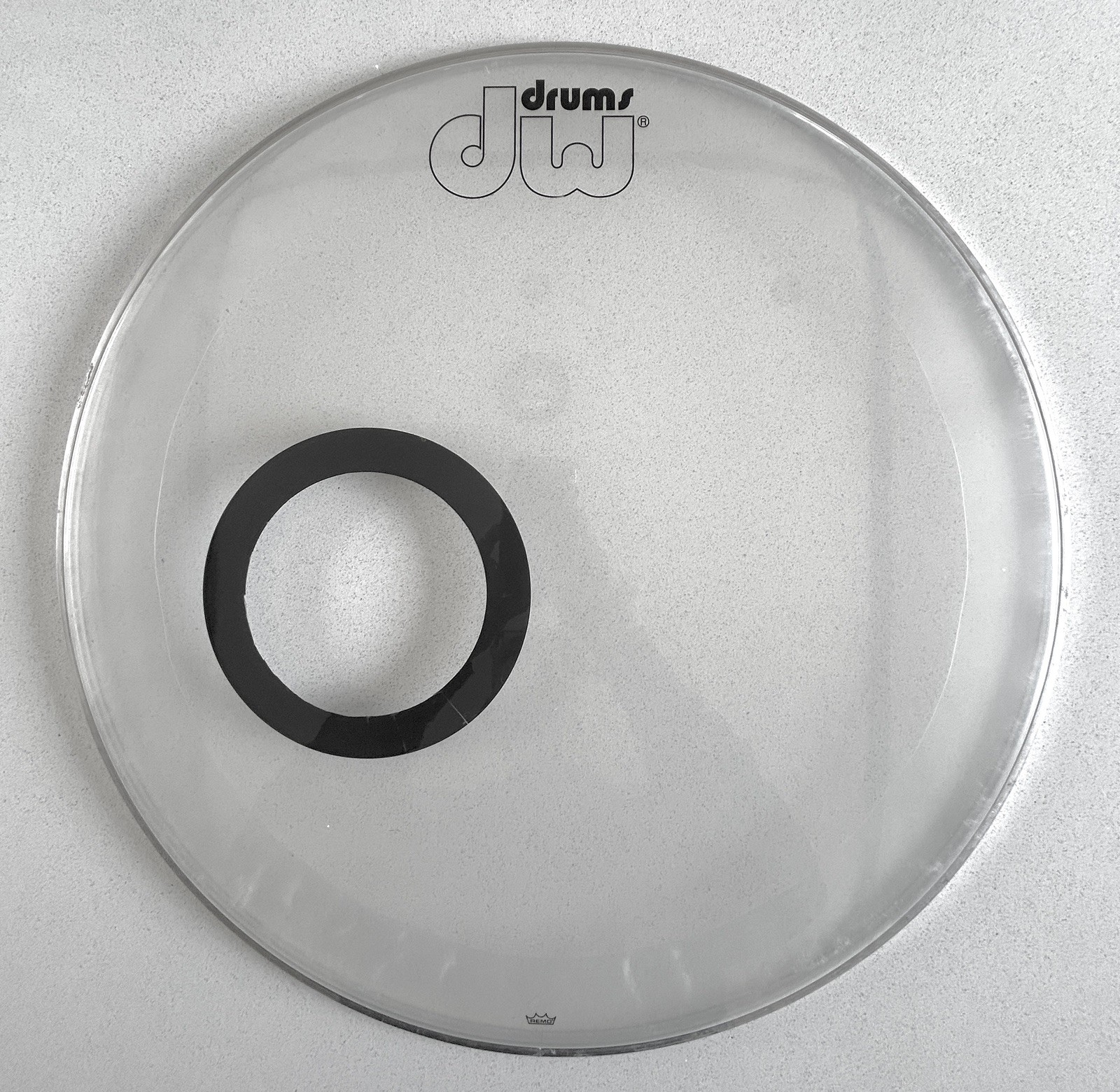 DW 22" Resonant Bass Drum Head used - Clear with porthole