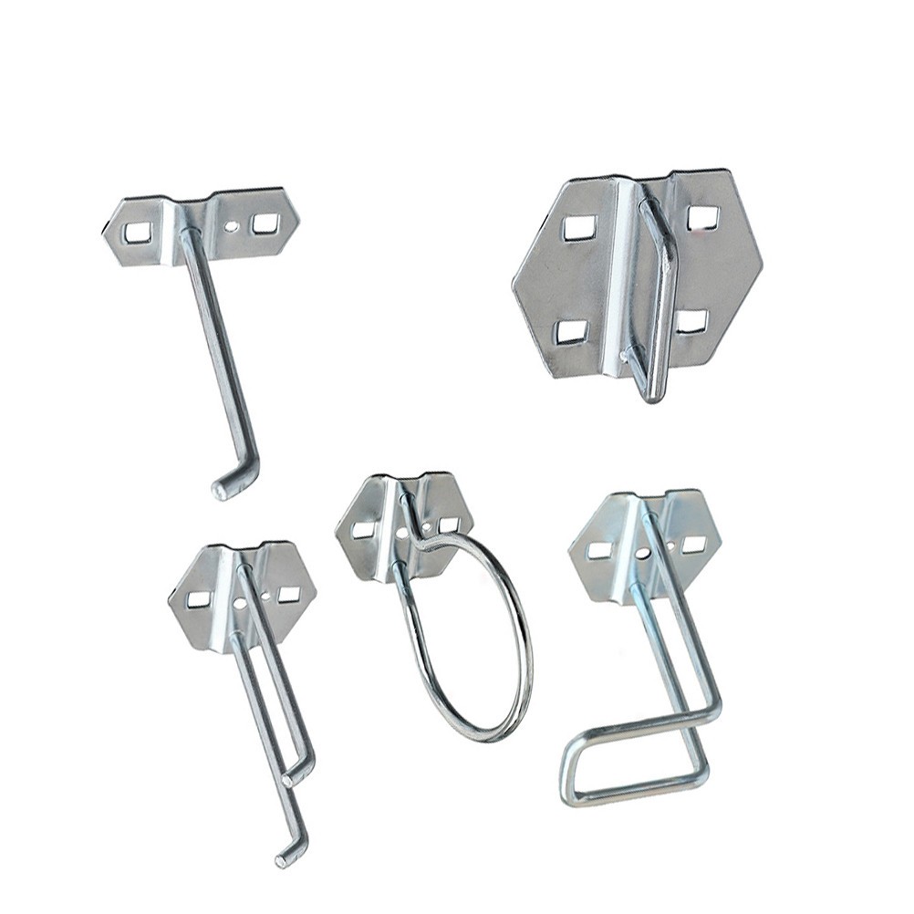 Metal Pegboard Hooks Set with Curved U Shaped and Ring Hooks for Tools