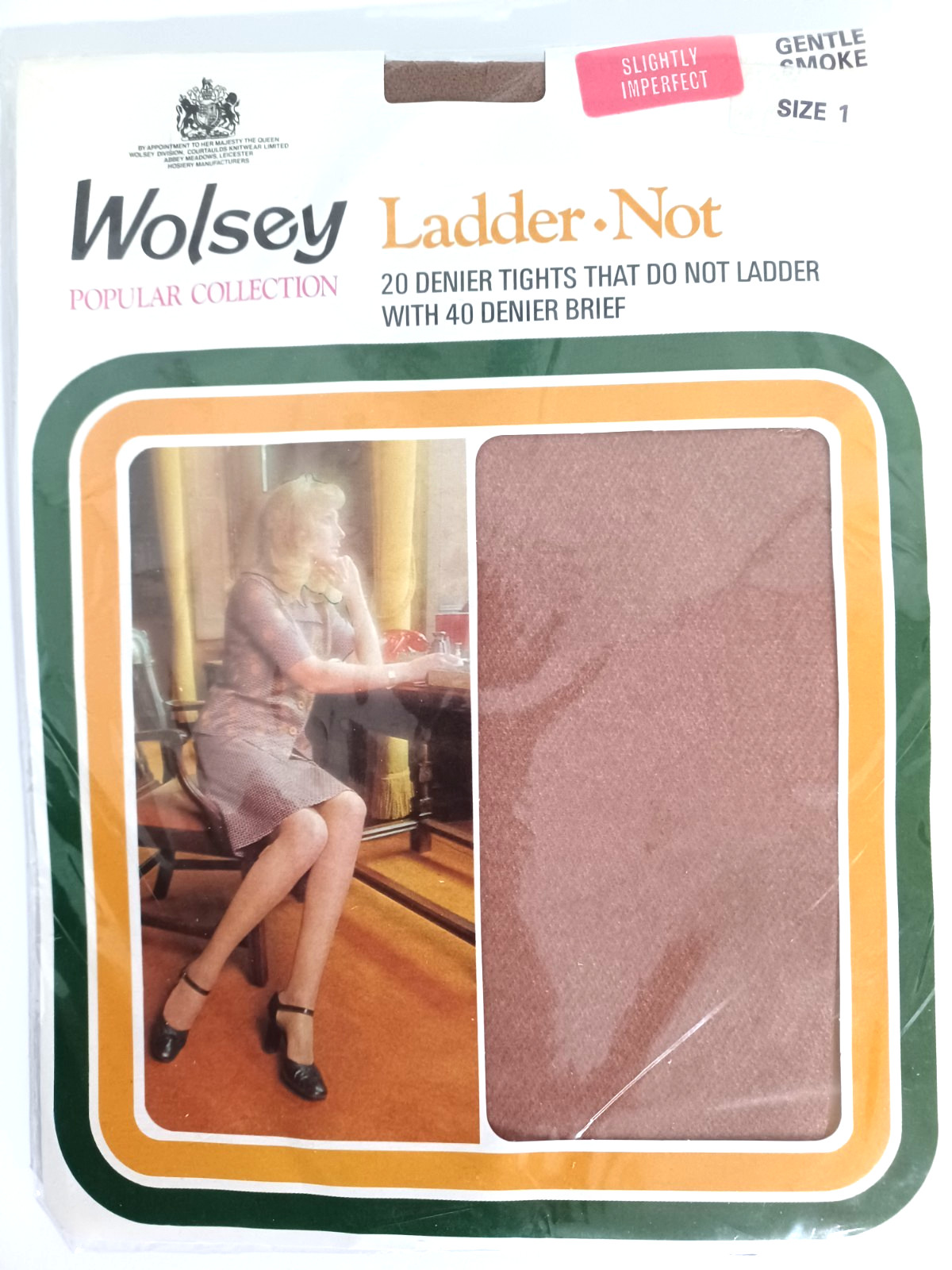 Wolsey 1970s Vintage 20 Denier Ladder Not Tights with Brief Gentle Smoke Size 1