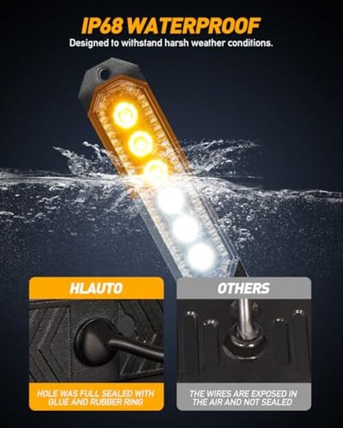 406T Emergency Strobe Grille Lights: 4Pcs 6 LED Sync Feature Amber/White
