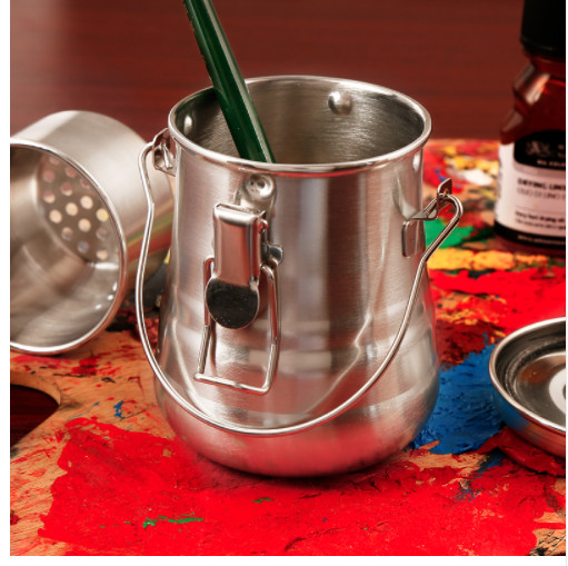 Paint Brush Steel Wash Bucket Artist Supplies Oil Water Colour Painting Cleaner