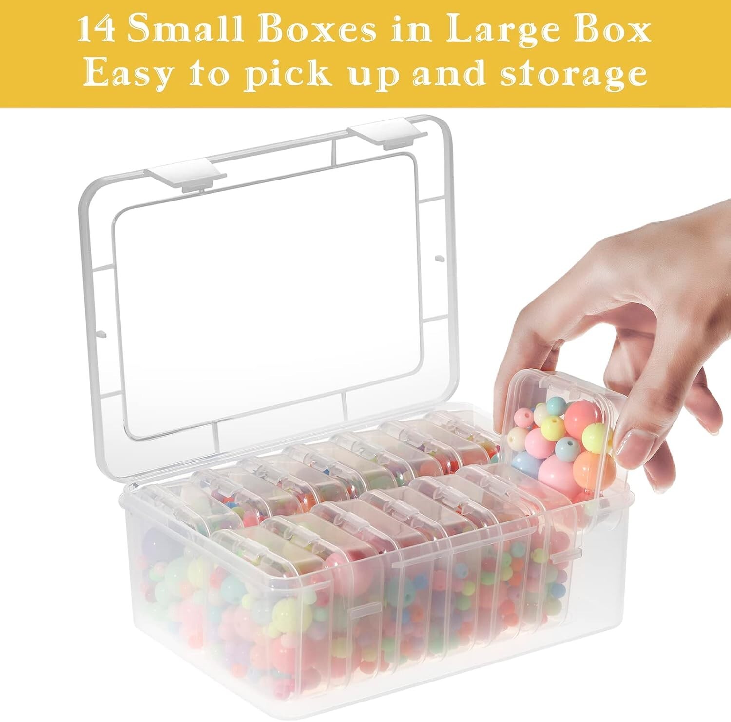 Craft Supply Storage Solution - 15 Transparent Cases for Beads & Accessories
