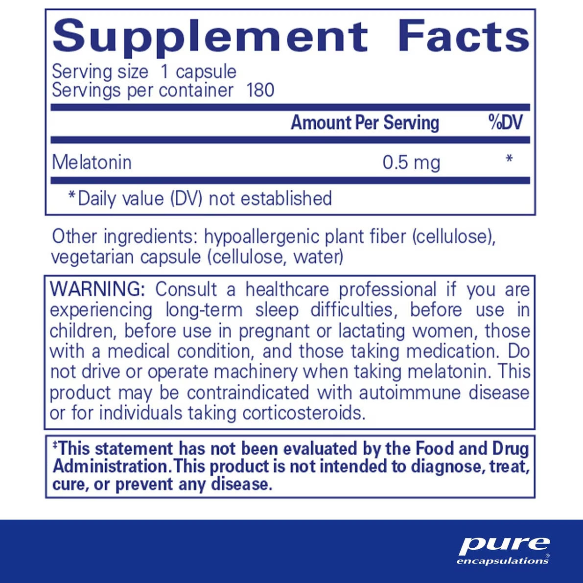 PureEncapsulations Melatonin 0.5mg - 180 Capsules