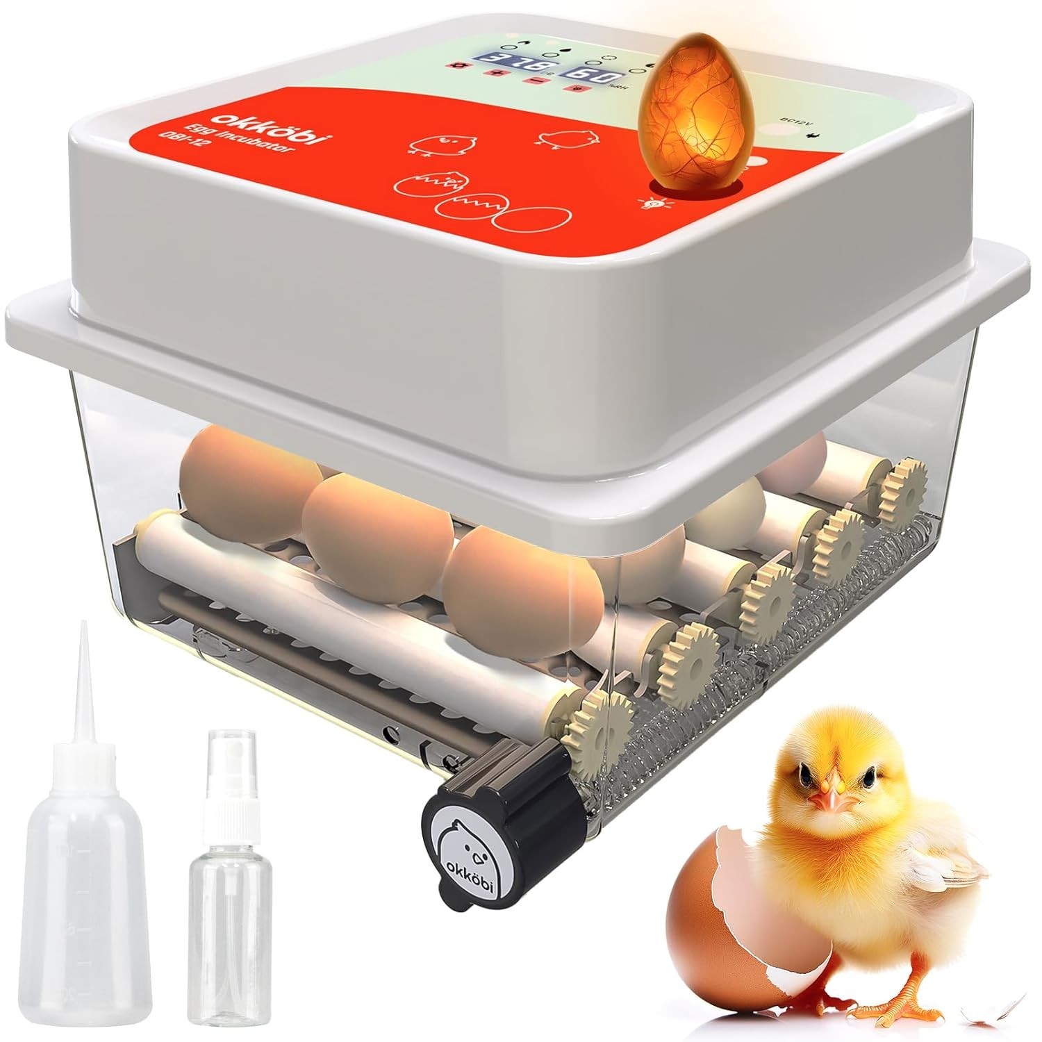 OBI-12 Incubator for Hatching Eggs – Easy to Use Stable Temperature & Humidity