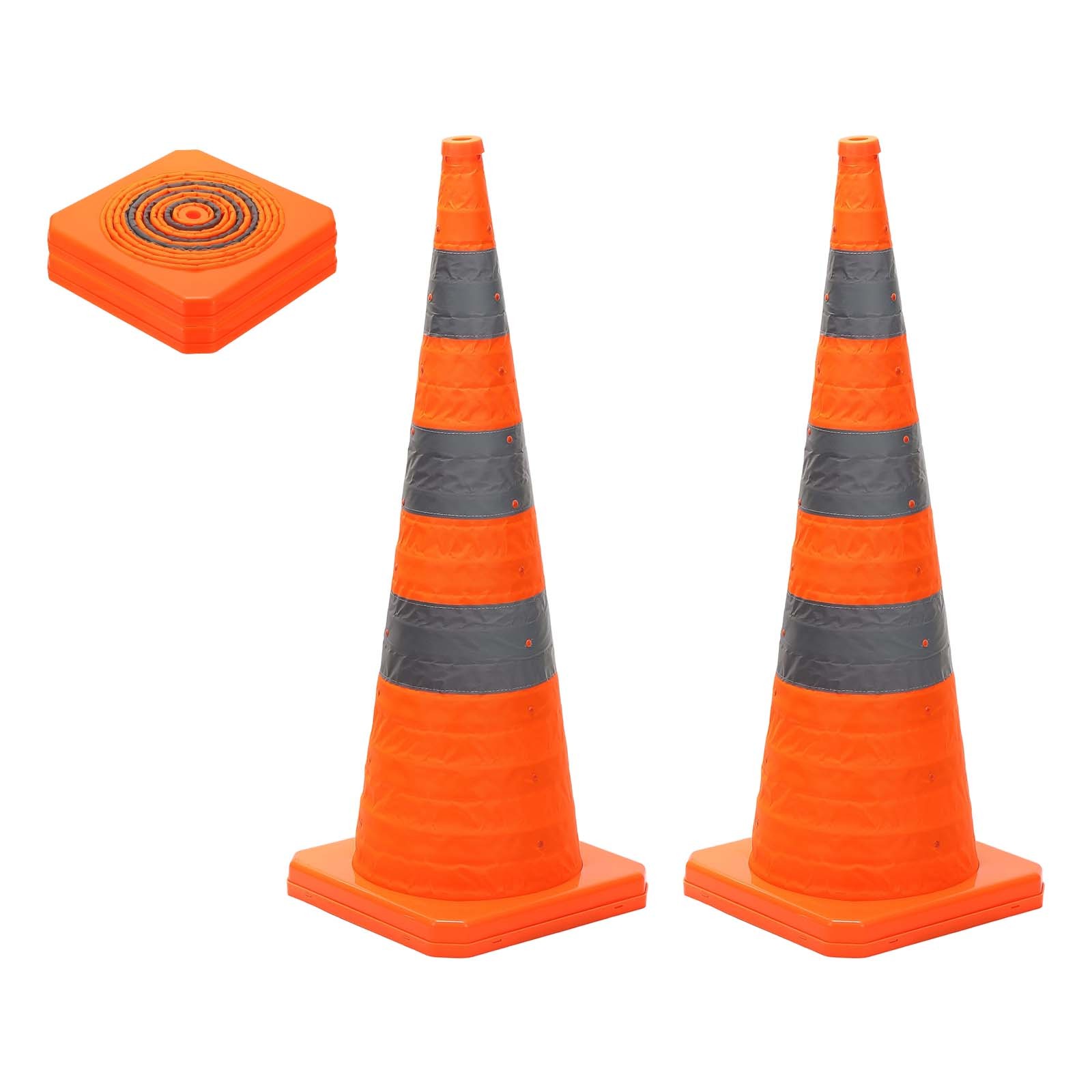 35.5" 2 Pack Collapsible Traffic Cones, Safety Cones with Reflective Collar