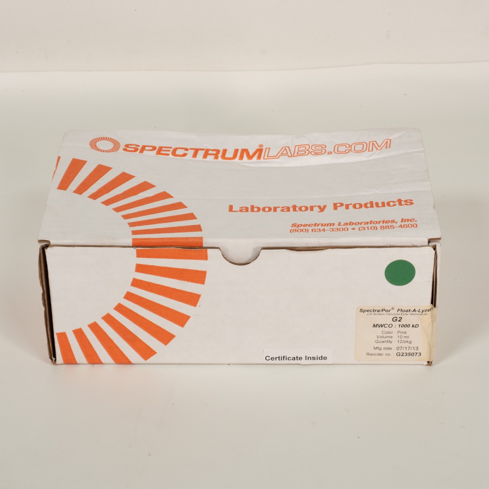 SPECTRA POR Float-A-Lyzer G2 Dialysis Device 1000kD 10mL G235073 (12/pk) NEW