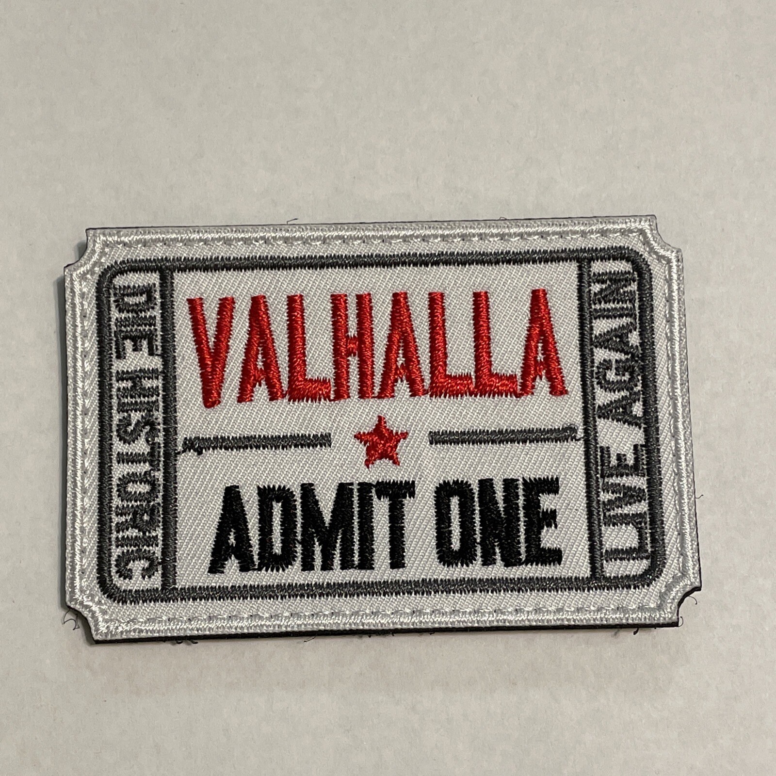 VALHALLA Admit One Ticket Vikings Tactical Hook & Loop Patch 2 Pack