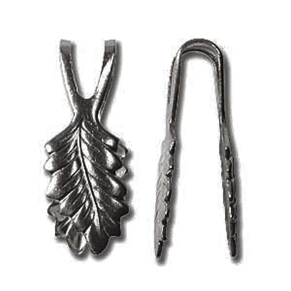 Bail, Fold Over, 12 Black Oxide Plated Brass Glue On Leaf with 11mm Grip Length*