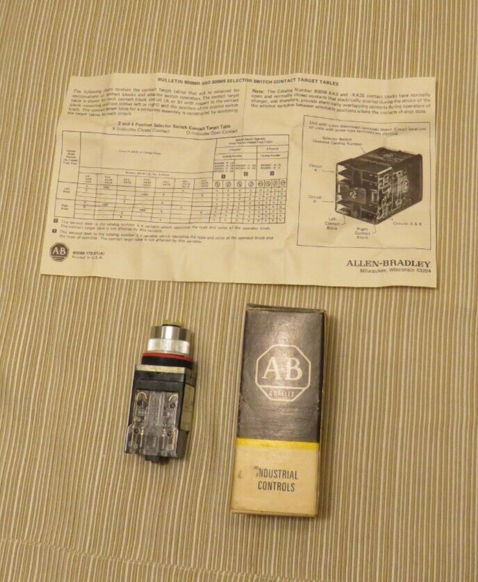 ALLEN BRADLEY 800MR-HX2B Series A Selector Switch, 800M-XA Ser B contact block