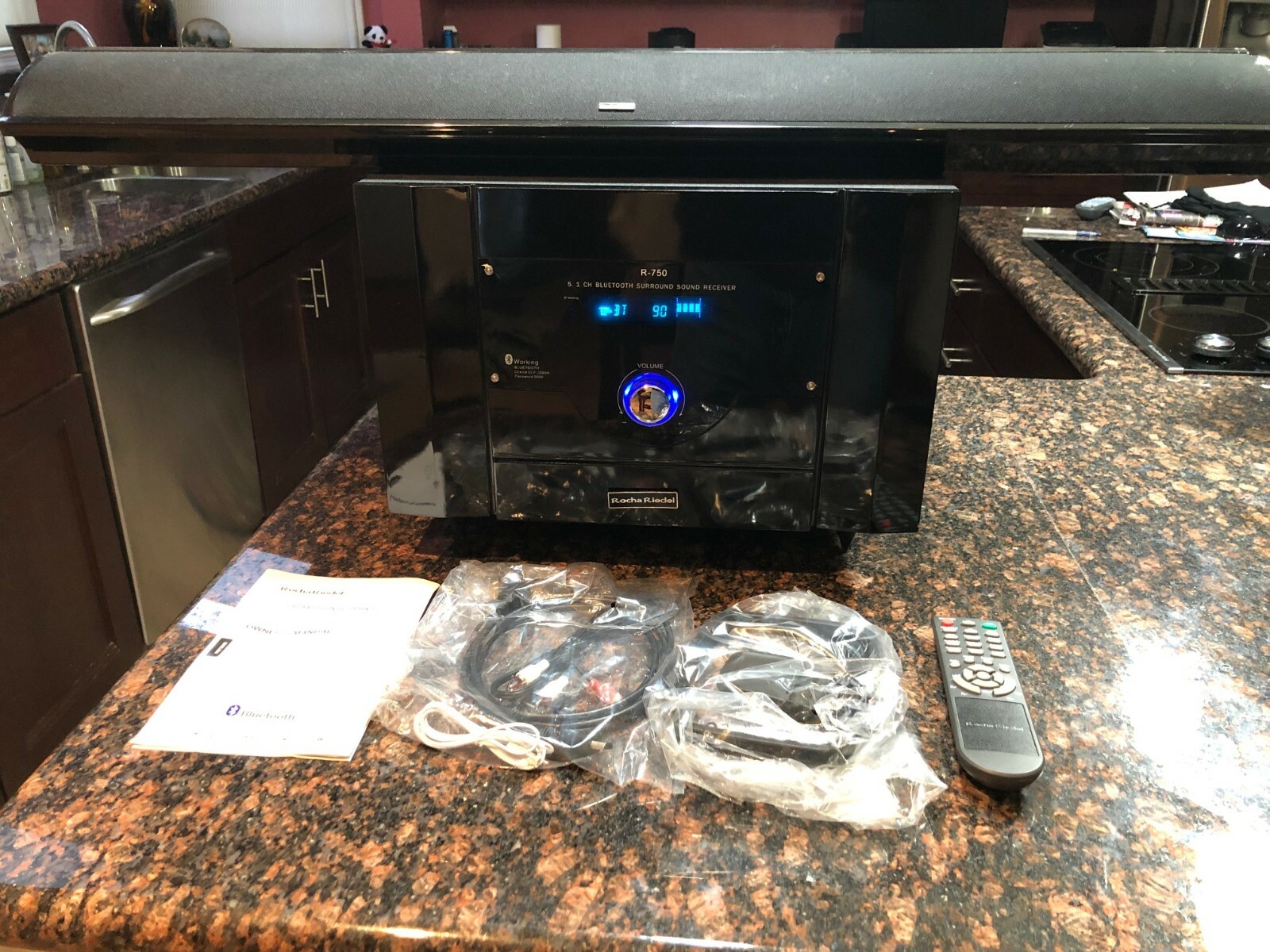 UNUSED ROCHA RIEDEL R-750 5.1 CHANNEL BLUETOOTH SURROUND SOUND REC & SOUND BAR