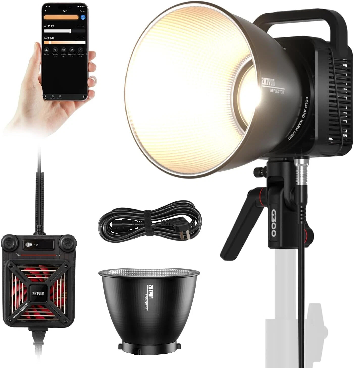 Zhiyun Molus G300 300W Lighting LED Continuous Photography APP Control Video