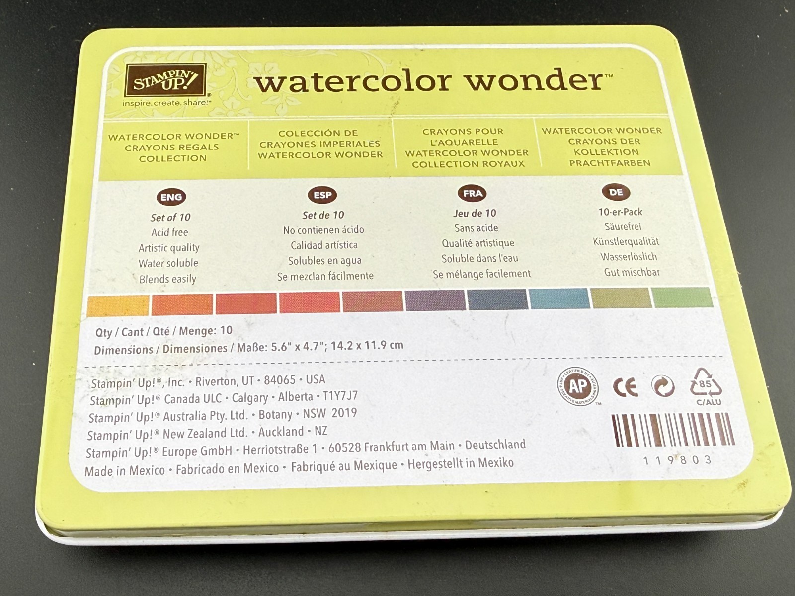 Stampin' Up! Watercolor Wonder Crayons Regal Color Collection 10 pc