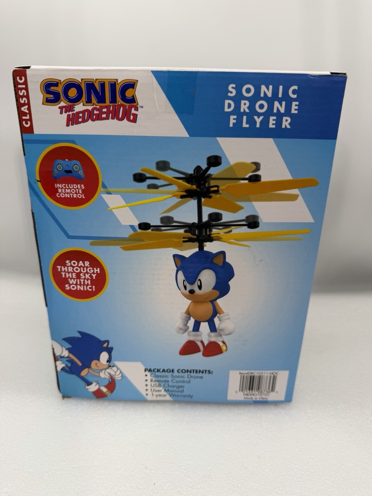 Classic Sonic The Hedgehog Hand Sensor Control HELI-DRONE FLYER & Remote Control
