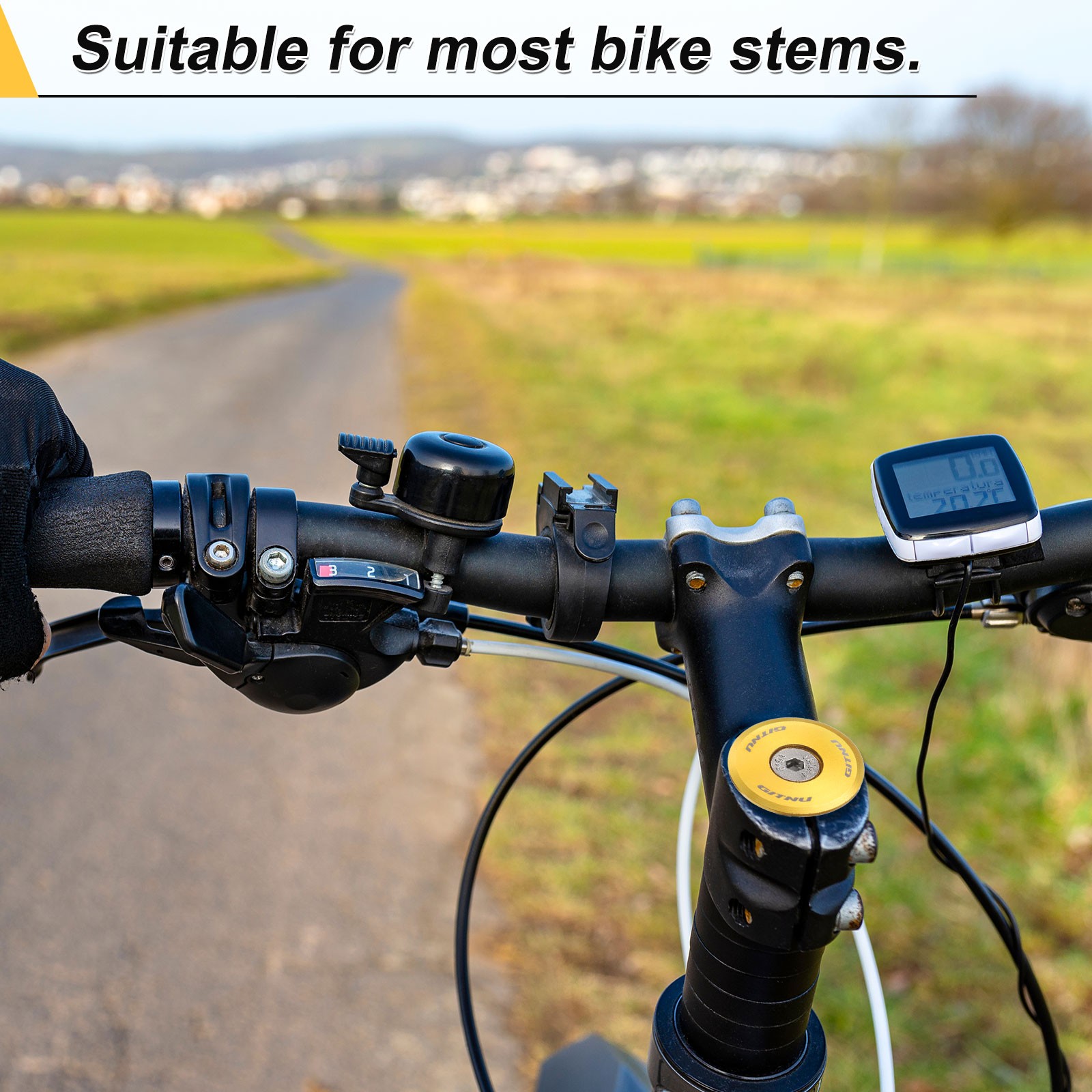 Headset Stem Top Cap 1-1/4 with M6 Bolt for Mountain Road Bicycle MTB Black,