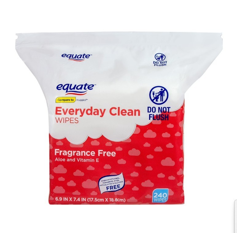 Equate Baby Everyday Clean Wipes with Aloe Vera and Vitamin E, 240 Wipes