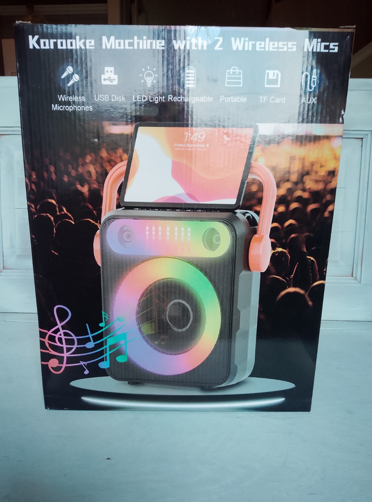 karaoke machine with 2 wireless microphones