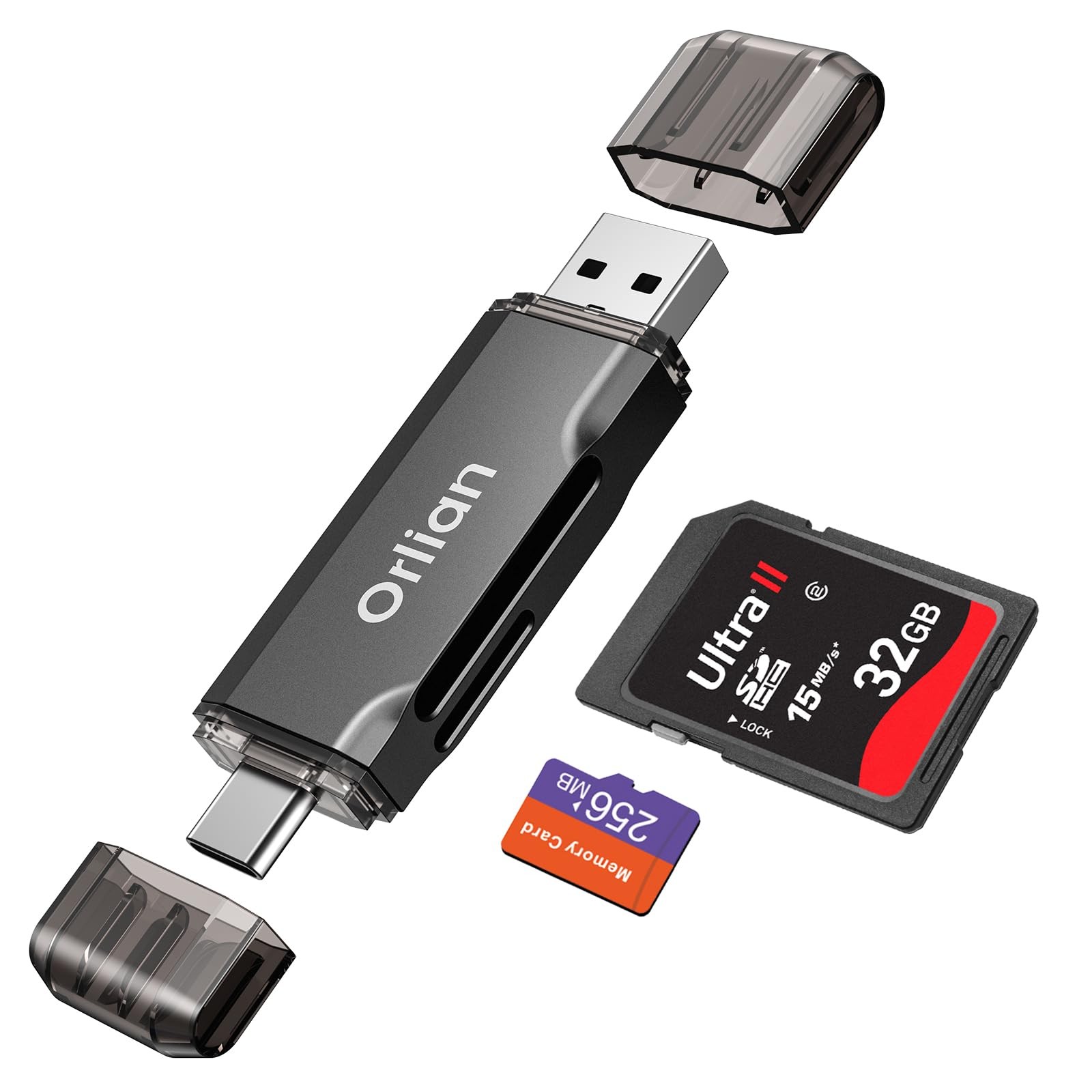 USB 3.0 SD Card Reader,Dual Slots USB 3.0 Type C to Micro SD Card Adapter, Memor