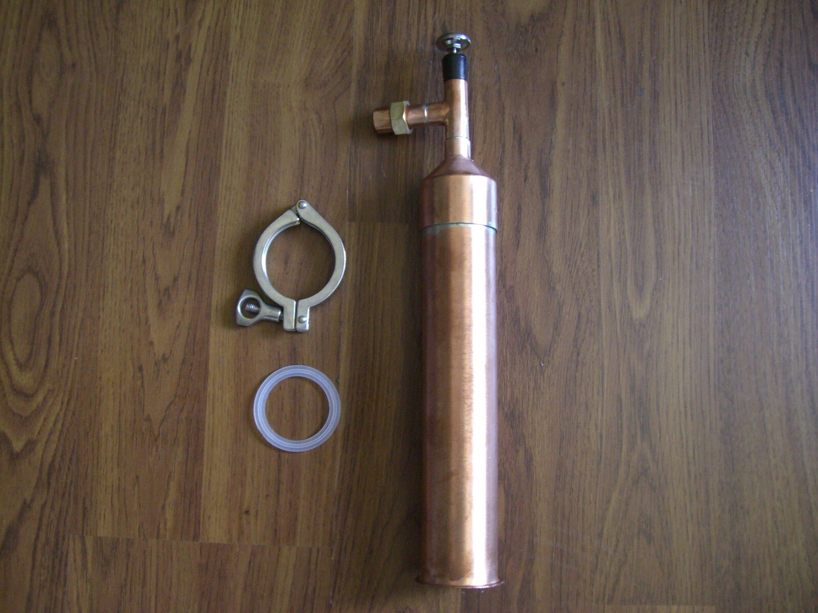 Beer Keg Kit Moonshine Still Head 1 ft column 2" x 1/2 Copper tri clamp w/union