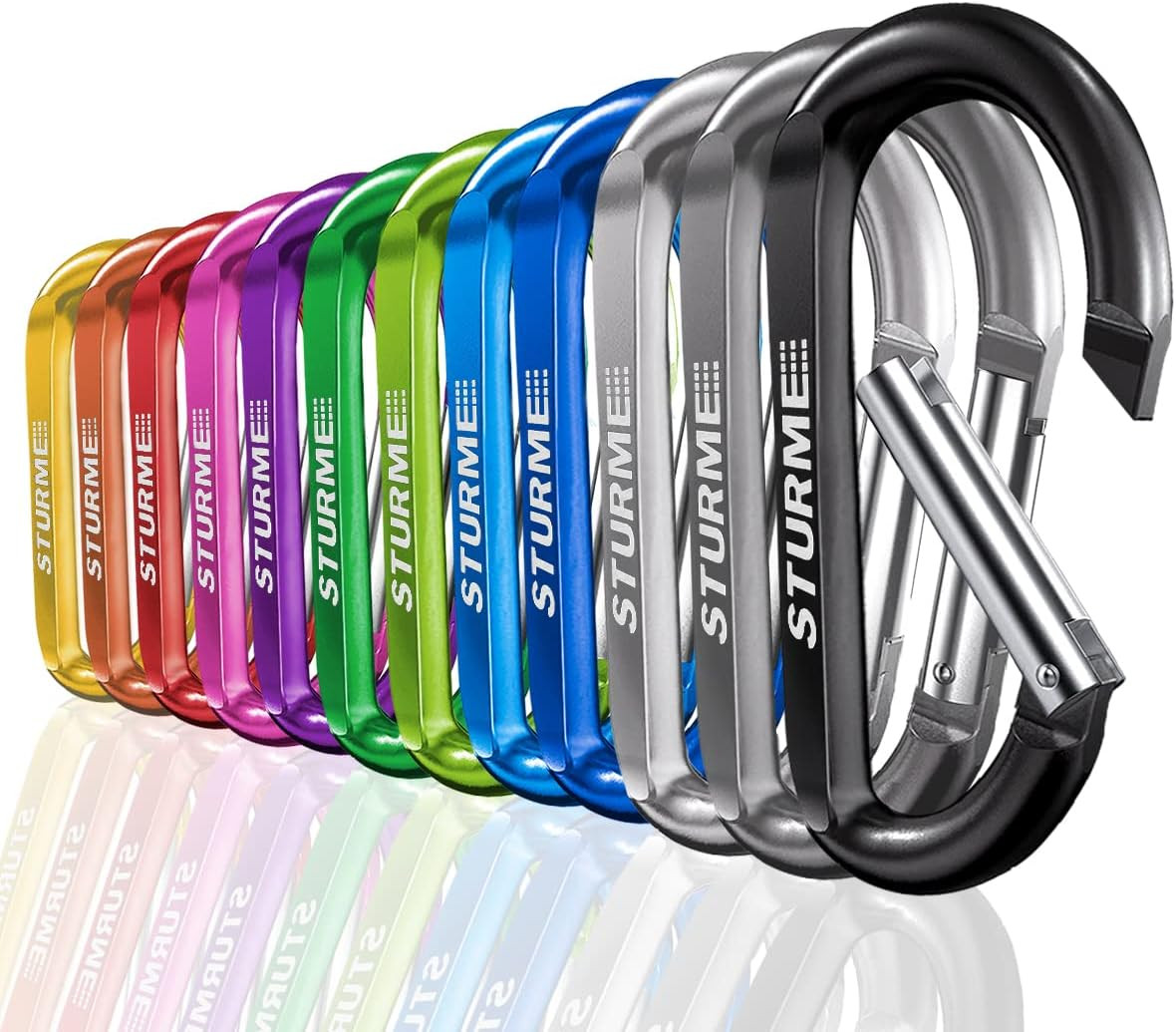 STURME 12Pcs Carabiner Clip 3" Small Durable Carabiner Keychain Carabeaner Hooks