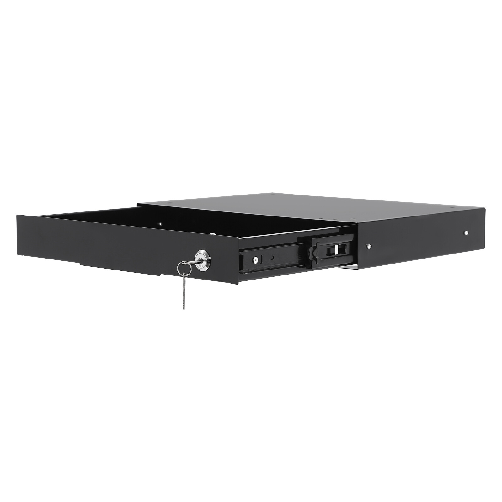 Under Desk Mounted Drawer Storage Sliding Out Tray Black Space Saver With Keys