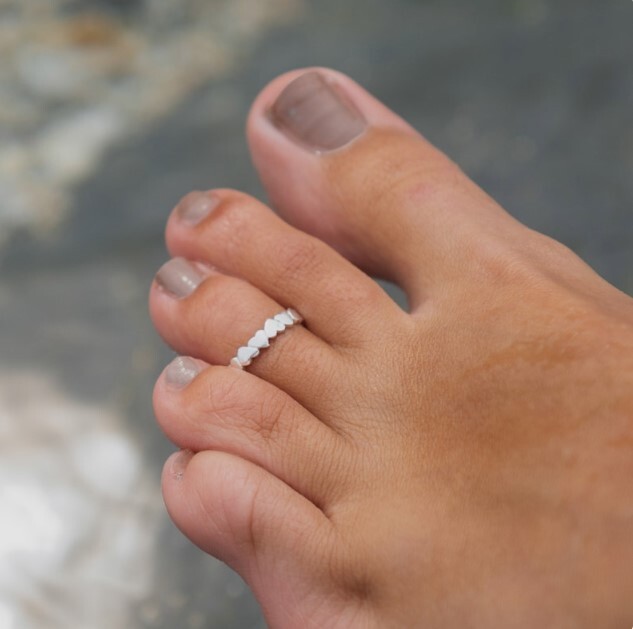Valentine's Gift For Wife Solid Metal Adjustable Joint Heart Toe Ring 925 SS