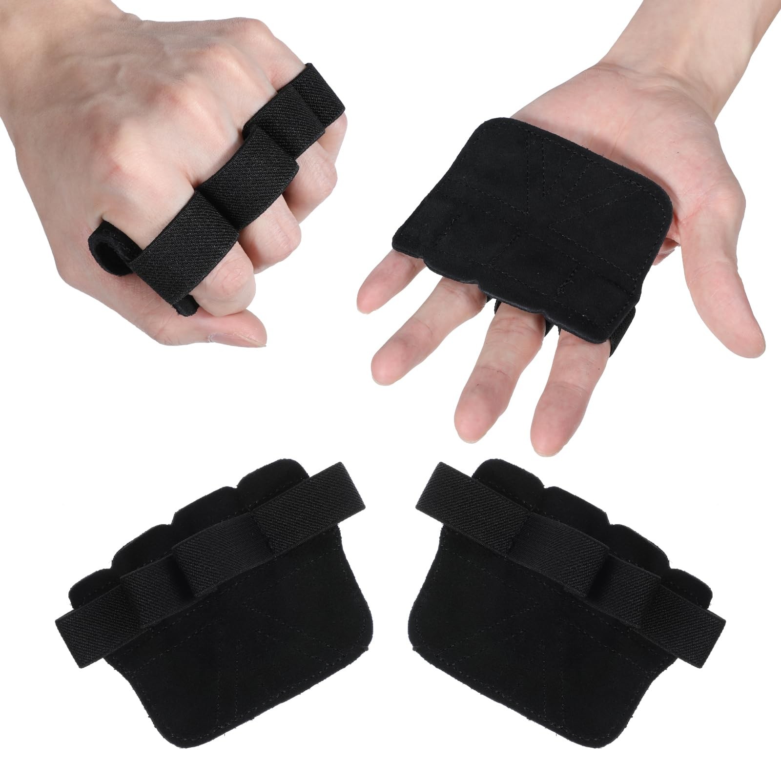 Guantes de gimnasio para hombres, levantamiento de pesas guantes de cuatro dedos