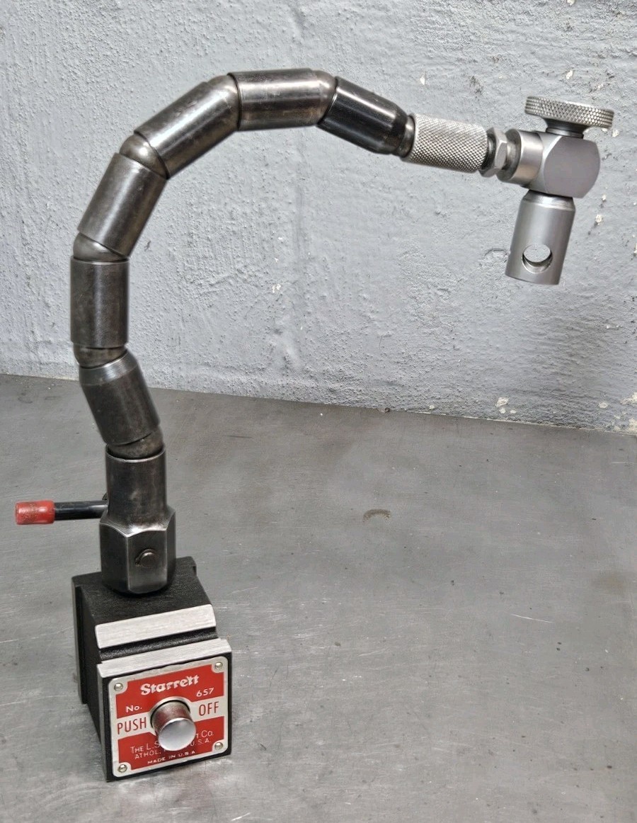 Starrett No. 657T magnetic base with Flex-O-Post - Made in U.S.A. - 657
