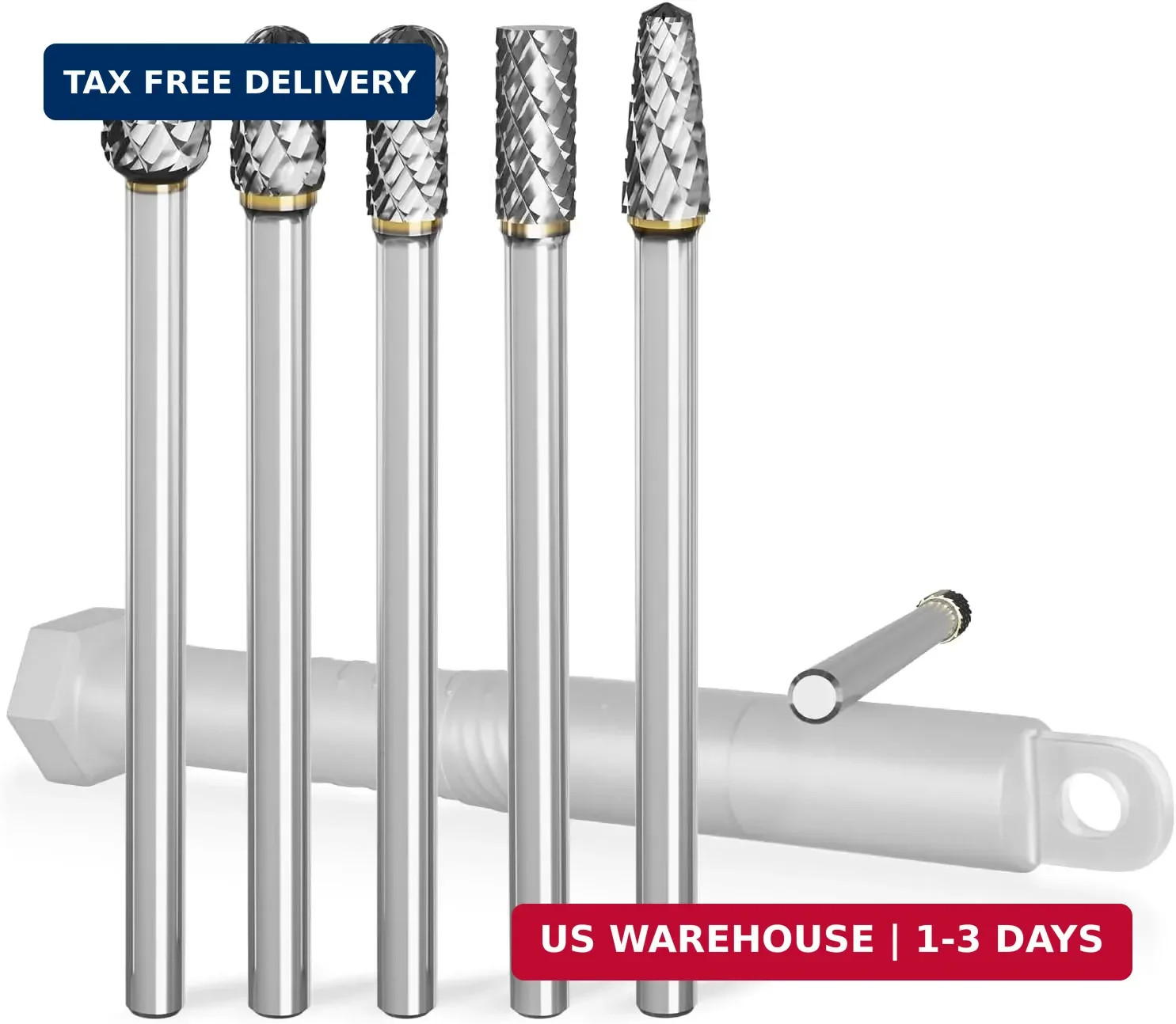 5 Pcs 1/4 Carbide Burr Set 1/4 Shank Die Grinder Bits Drill Bits Grinding Bits