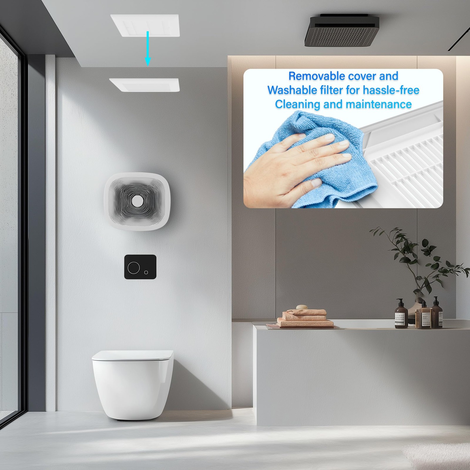 JULLISON 100CFM Ceiling Mount Bathroom Exhaust Fan 120V White