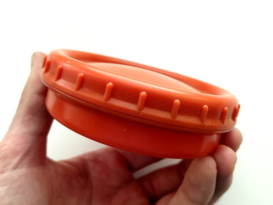 Original German orange early butterdish (Fettbüsche) Butterdose Wehrmacht WH