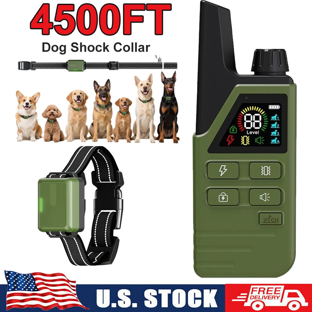 Dog Shock Collar 4500FT Dog Training Collar with Remote Waterproof Rechargeable