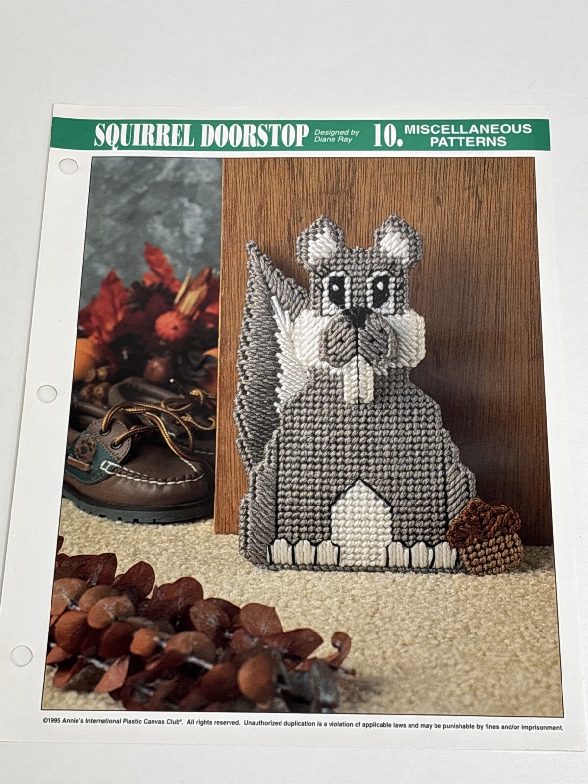 Squirrel Doorstop Annie's Attic Plastic Canvas Pattern Page