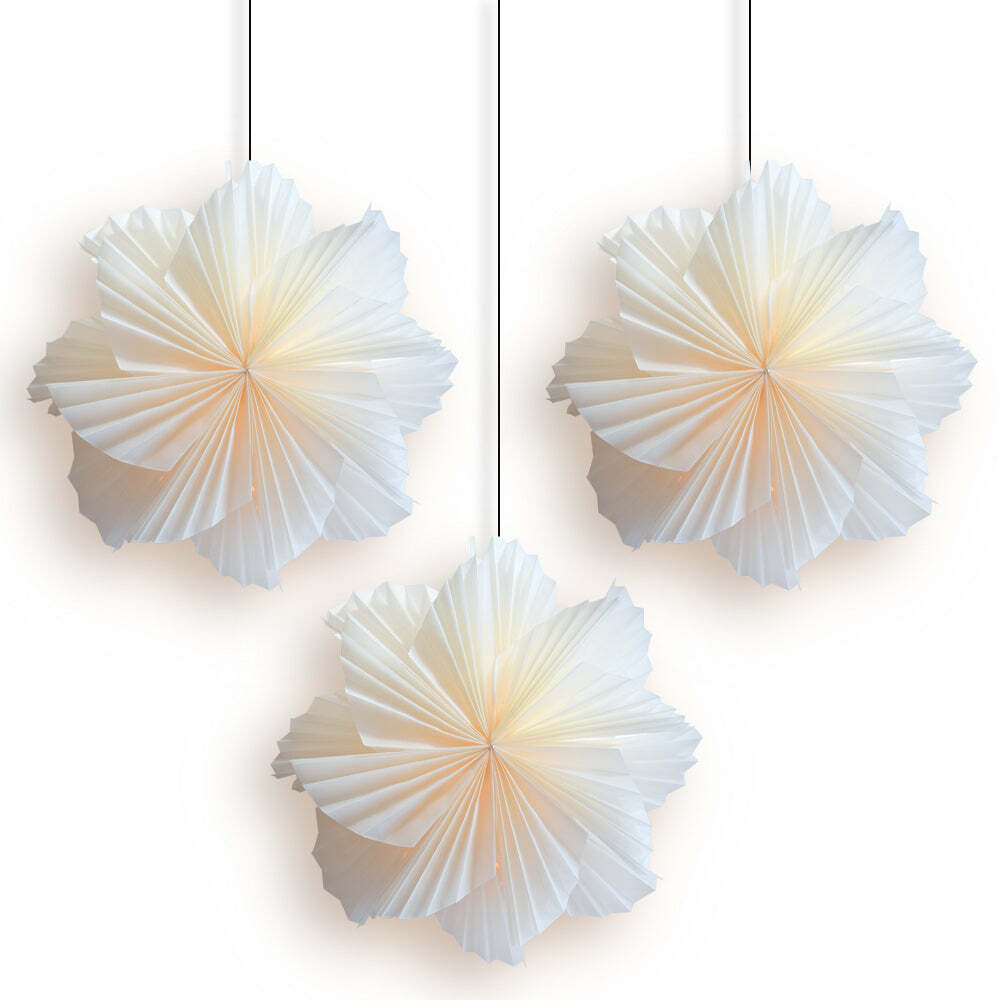 3-PACK Glacier Snowflake Star Lantern Pizzelle, with LED Bulbs and Lamp Cord ...