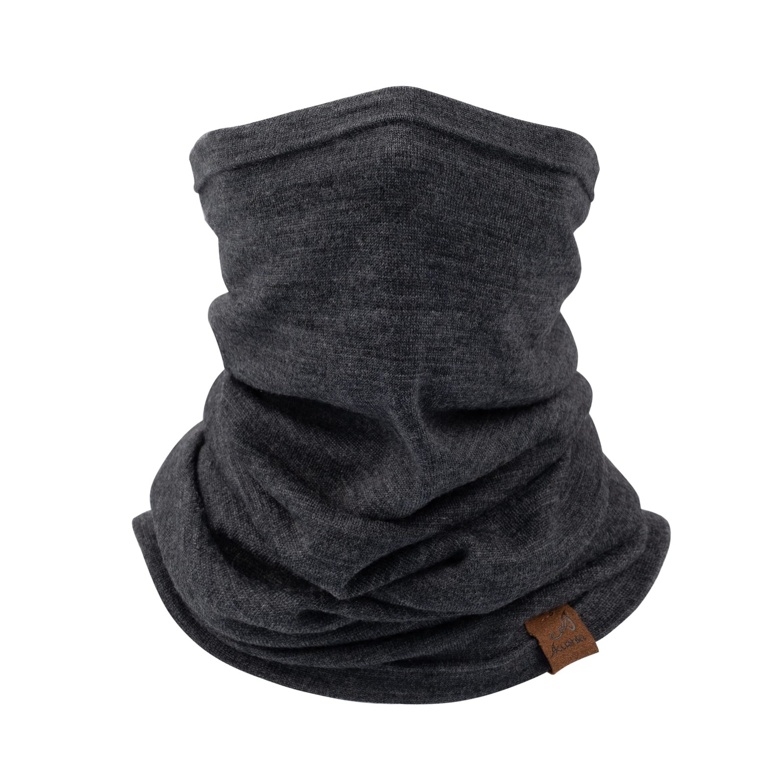 ACUSHLA 100% Merino Wool Neck Gaiter for Men & Women 9.4''X19.7'', Dark Grey