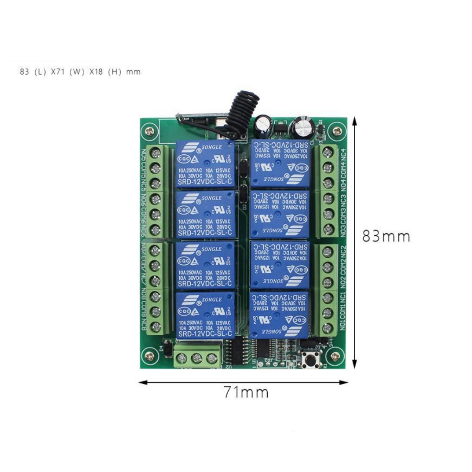 DC12V Relay 433mhz Multi Functional 433mhz 8CH wireless RF Remote Control Switch