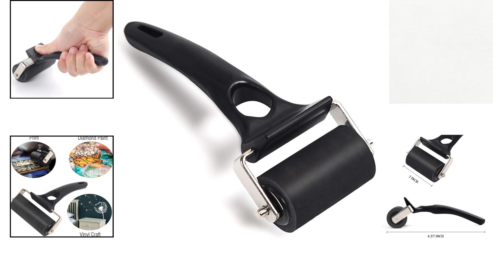 2-Inch Rubber Roller Brayer - Durable Tool for Artists and Crafters