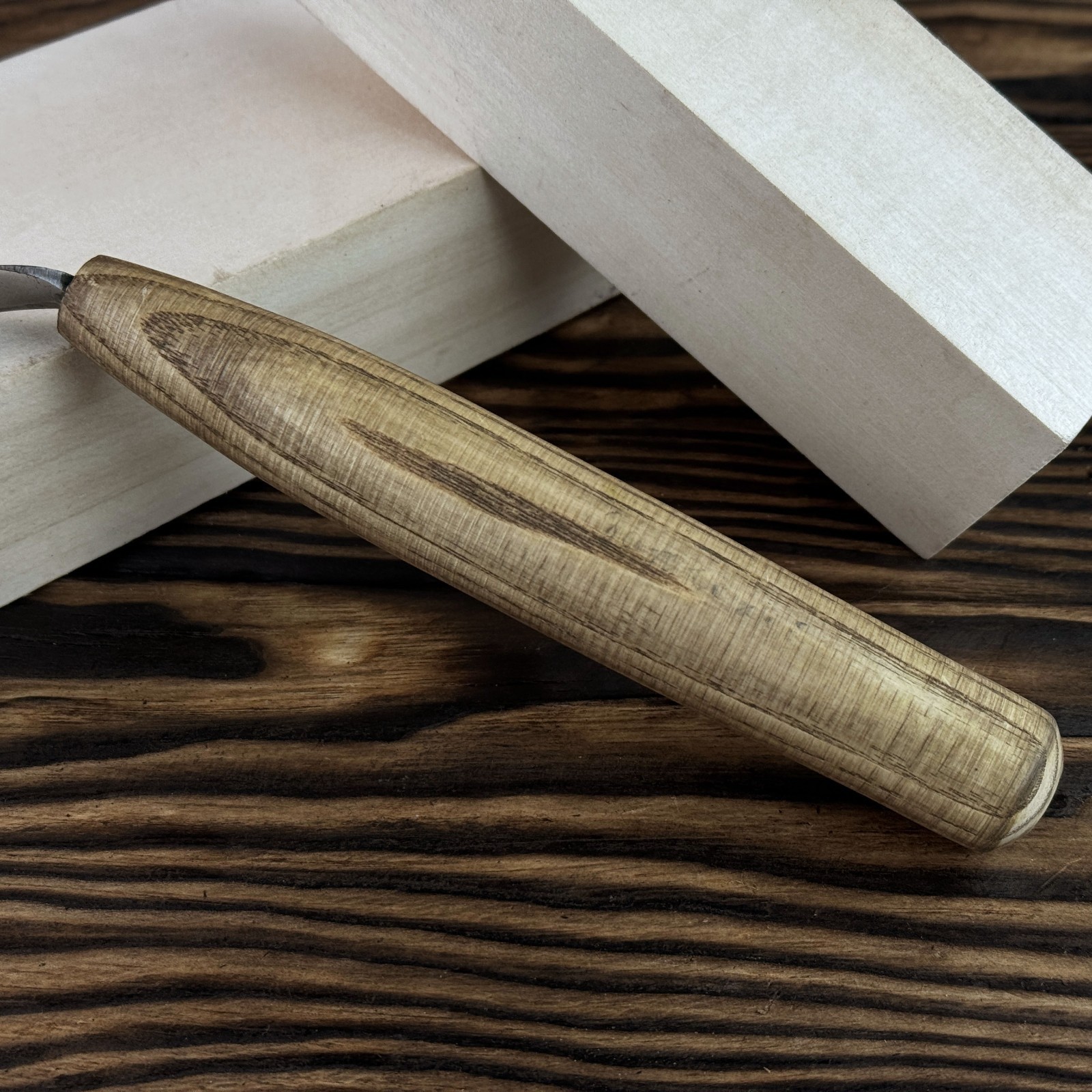 Long Hook Knife Hand-Forged with Leather Sheath 52100 Carbon Steel Blade Carver.