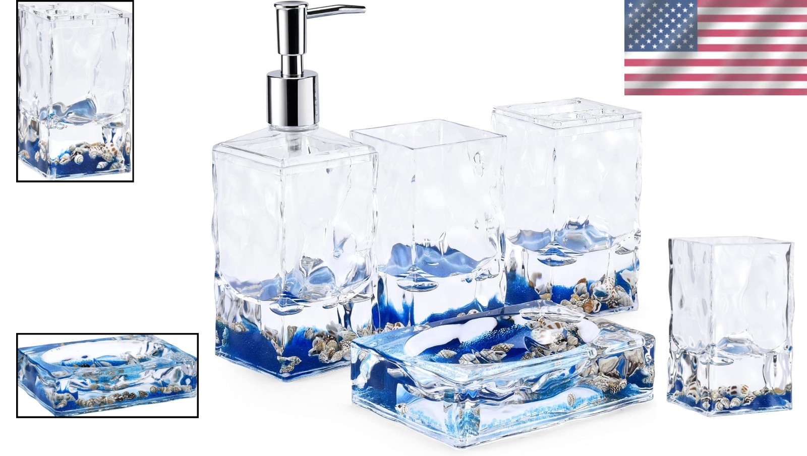 Shell Bathroom Accessory Set - 4 Piece Acrylic
