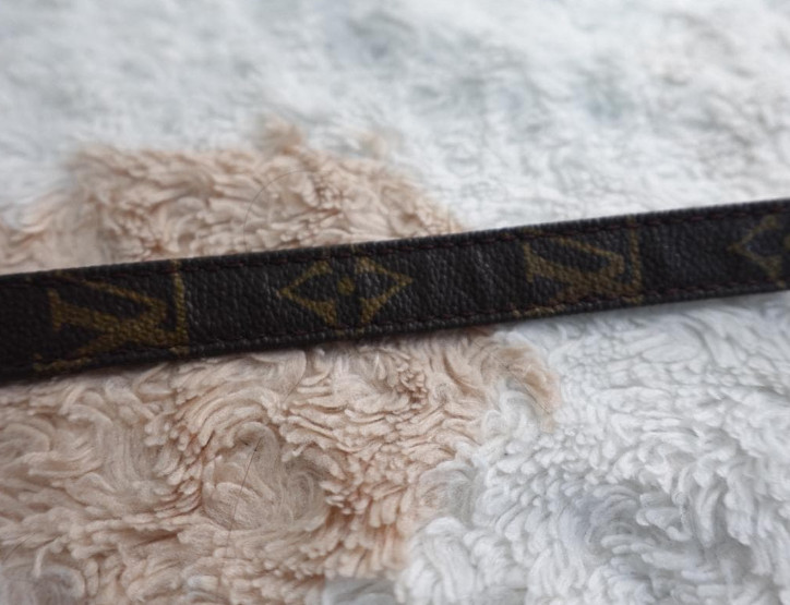 LOUIS VUITTON Monogram Shoulder Bag Strap pad Leather Brown 96cm Authentic