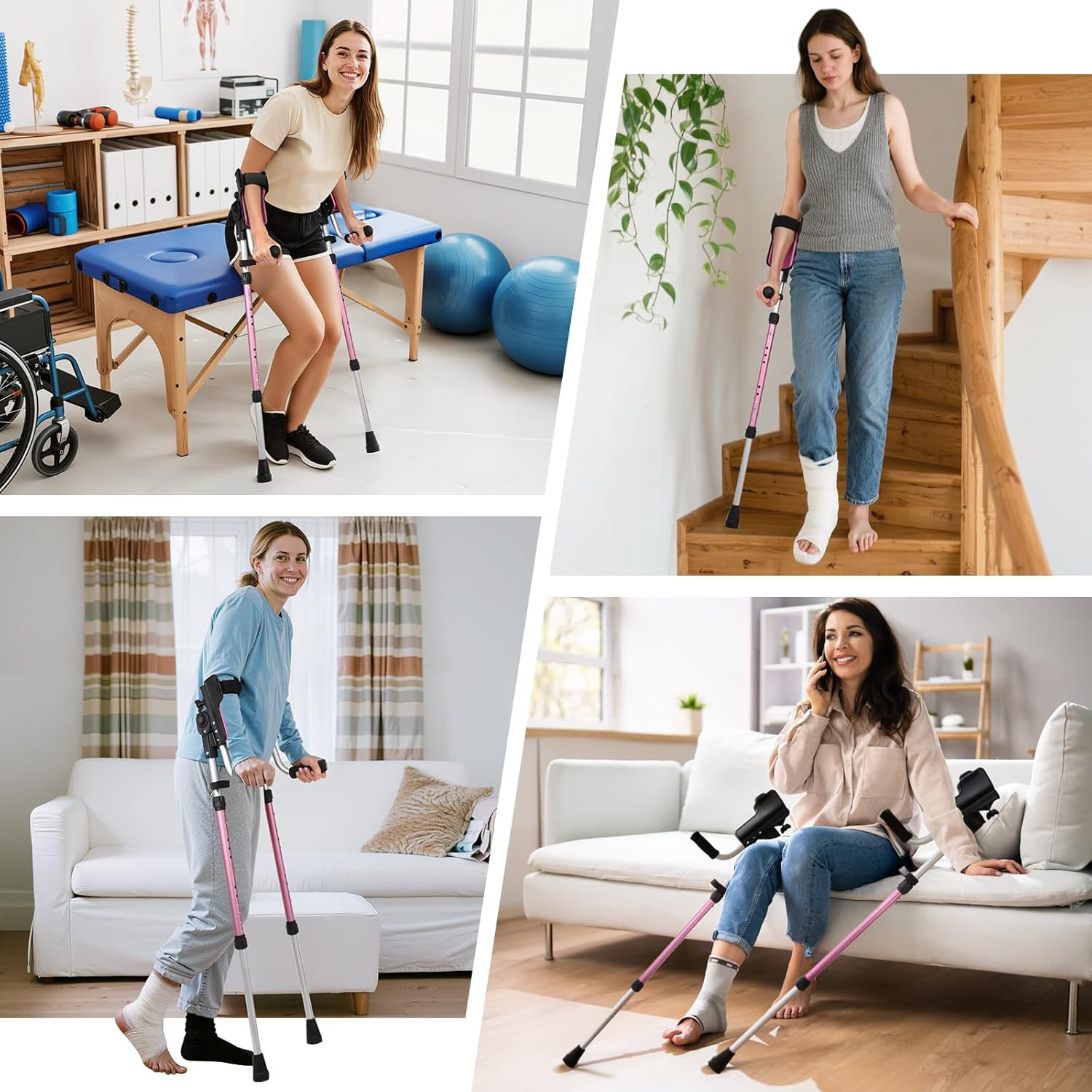 Ergonomic Forearm Crutches for Adults - 3 Adjustable Angles Folding Forearm Crut
