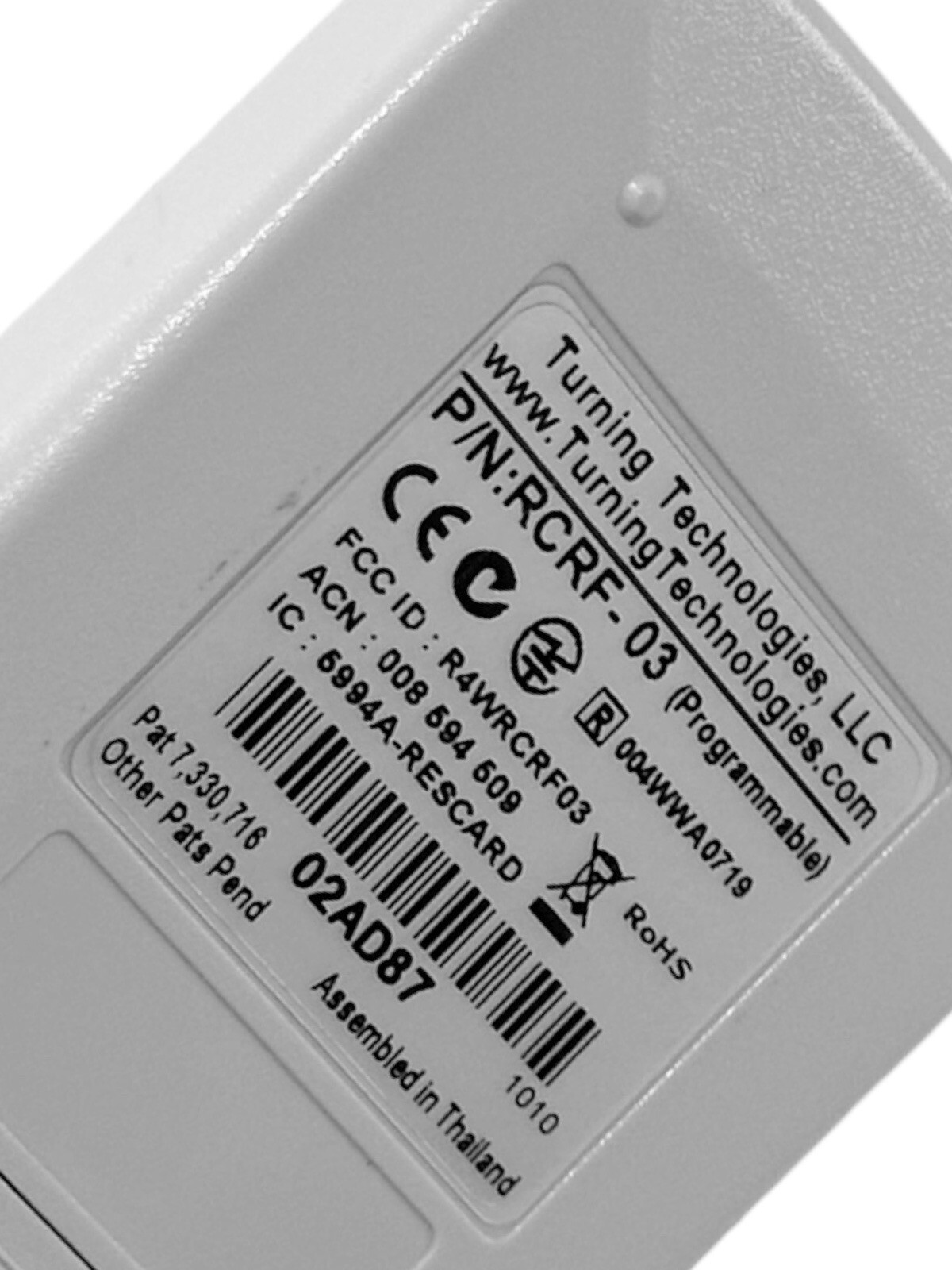 Turning Technologies Response Card RF LCD RCRF-03 Programmable Clicker