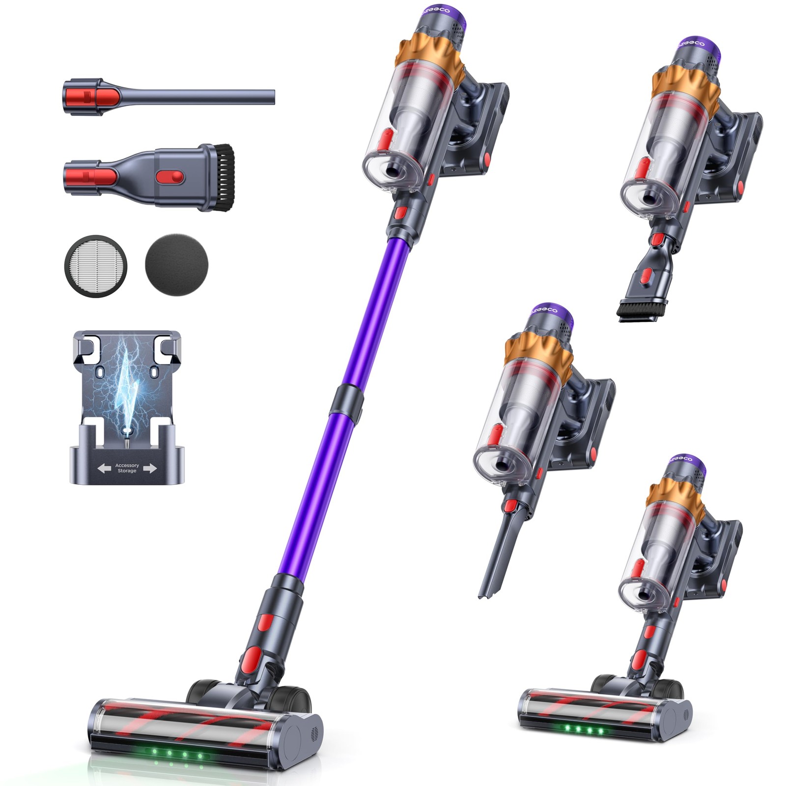 Cordless Vacuum Cleaner, 650W/55KPA/70Mins Vacuum Cleaners for Home, Self-Sta...
