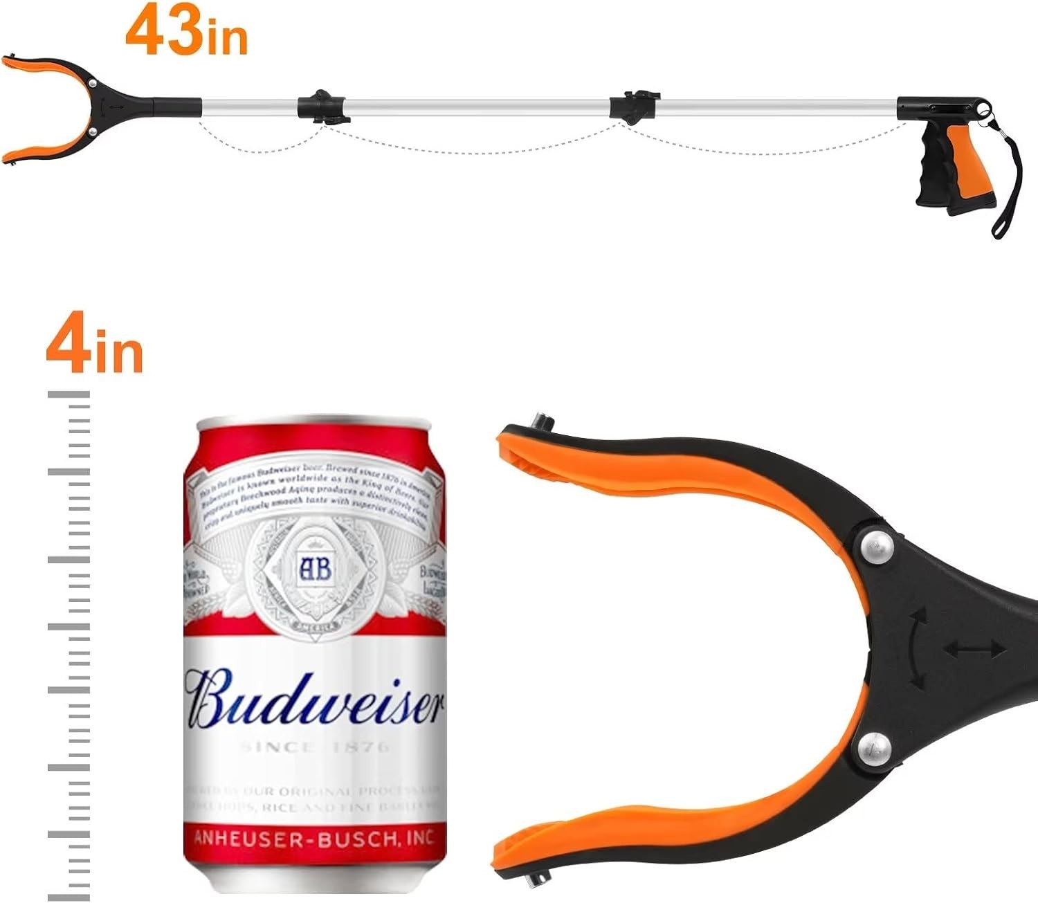 43" Extra Long Grabber Tool Foldable Grabbers For Elderly Grab It Reaching Tool