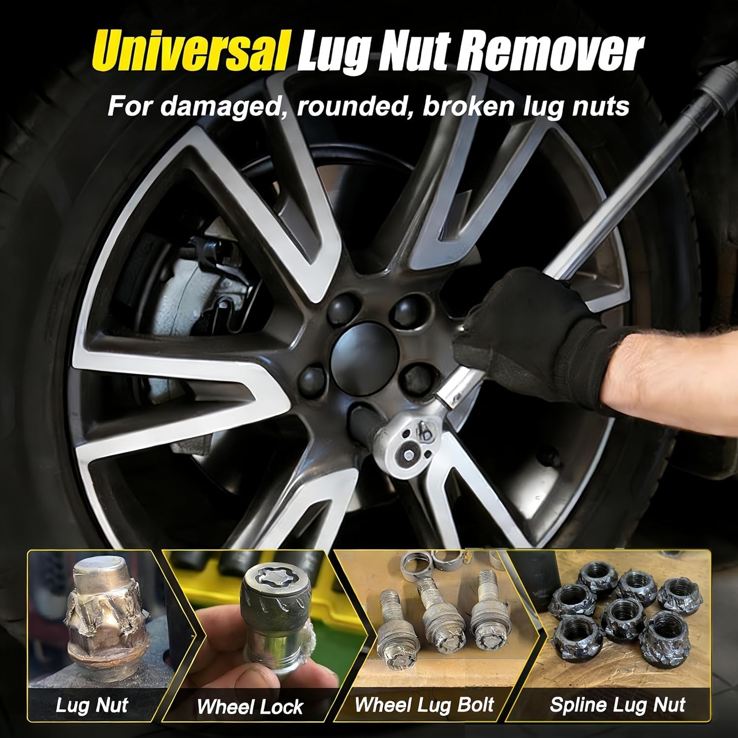 Topec 6PCS Lug Nut Extractor Set 1/2" Drive 17-22mm Bolt Remover Sockets