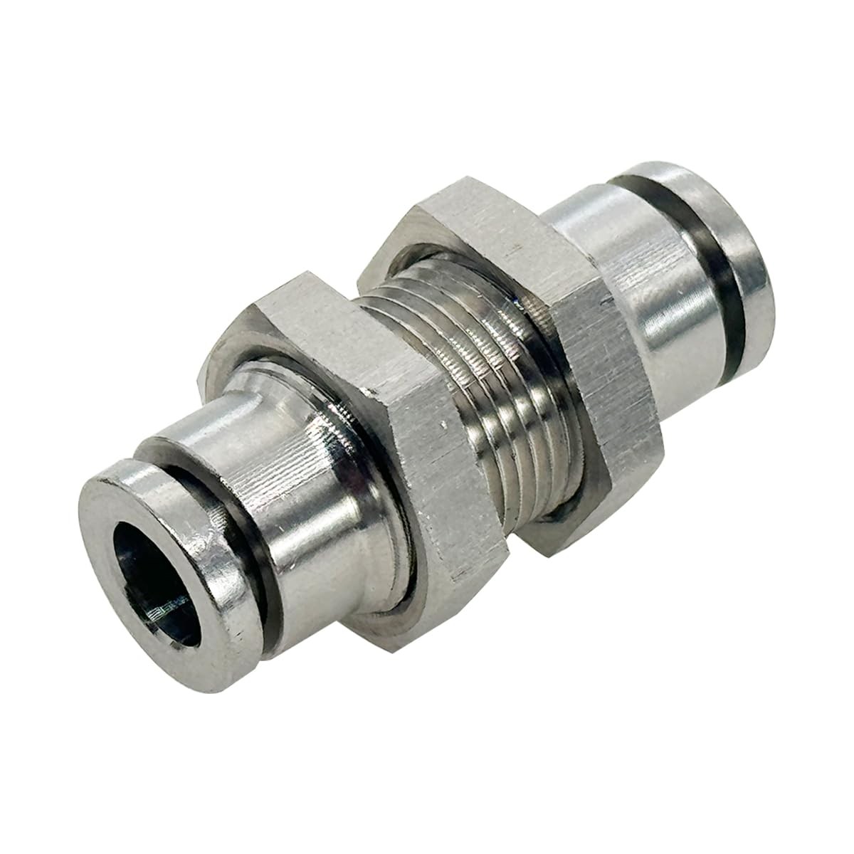 2Pcs 304 Stainless Steel Bulkhead Union 1/4" x 1/4" Tube OD Push to Connect T...